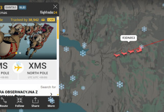 "Gdzie jest święty Mikołaj mapa Flightradar"