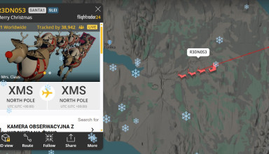 "Gdzie jest święty Mikołaj mapa Flightradar"