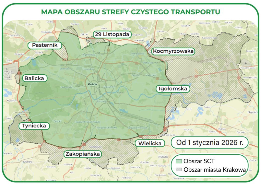 Strefa Czystego Transportu w Krakowie. Mapa SCT, zasady wjazdu i formalności