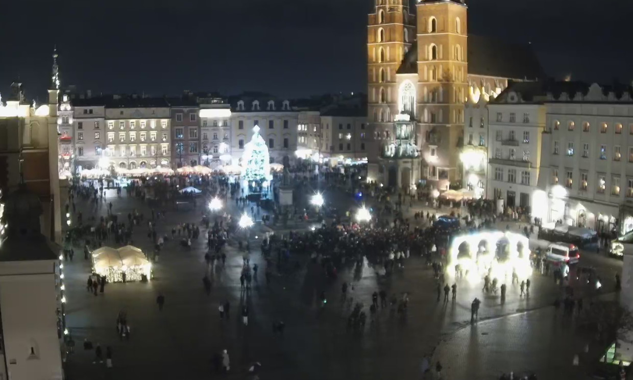 Kamera Kraków Rynek Główny na żywo – sylwestrowa noc w sercu miasta