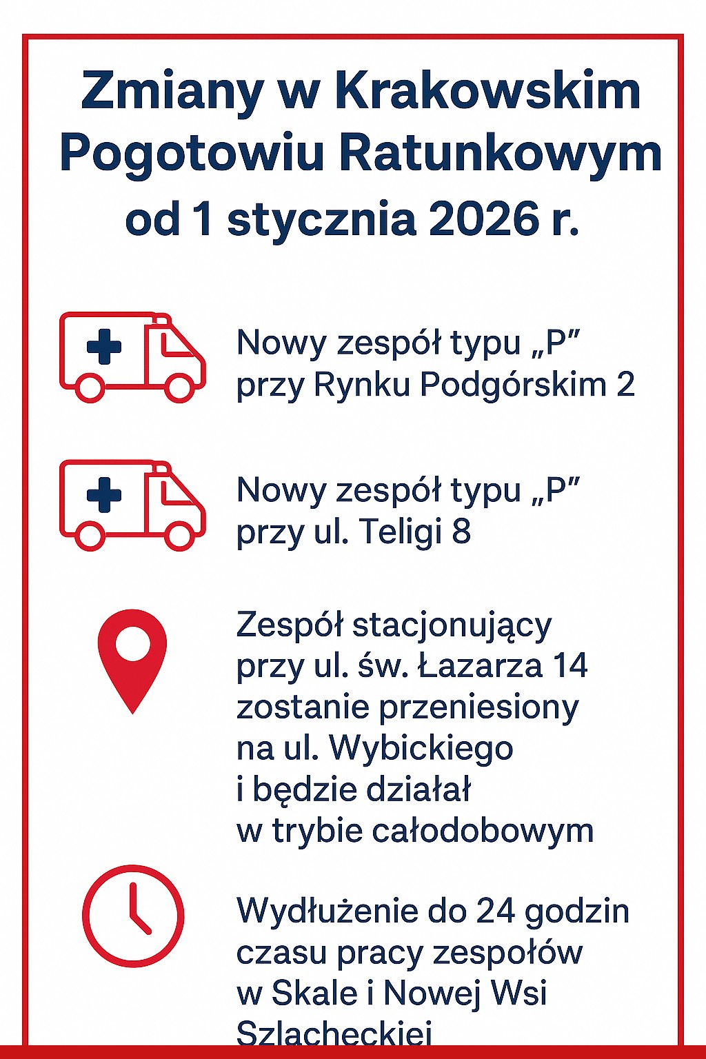 Kraków szykuje zmiany w pogotowiu. Mieszkańcy odczują je w 2026 roku
