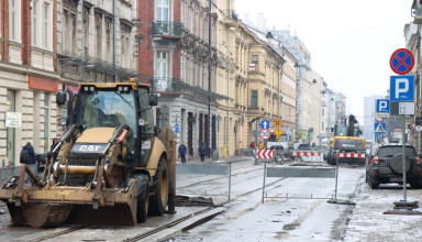 "Awaryjny remont torowiska na ulicy Starowiślnej w Krakowie"