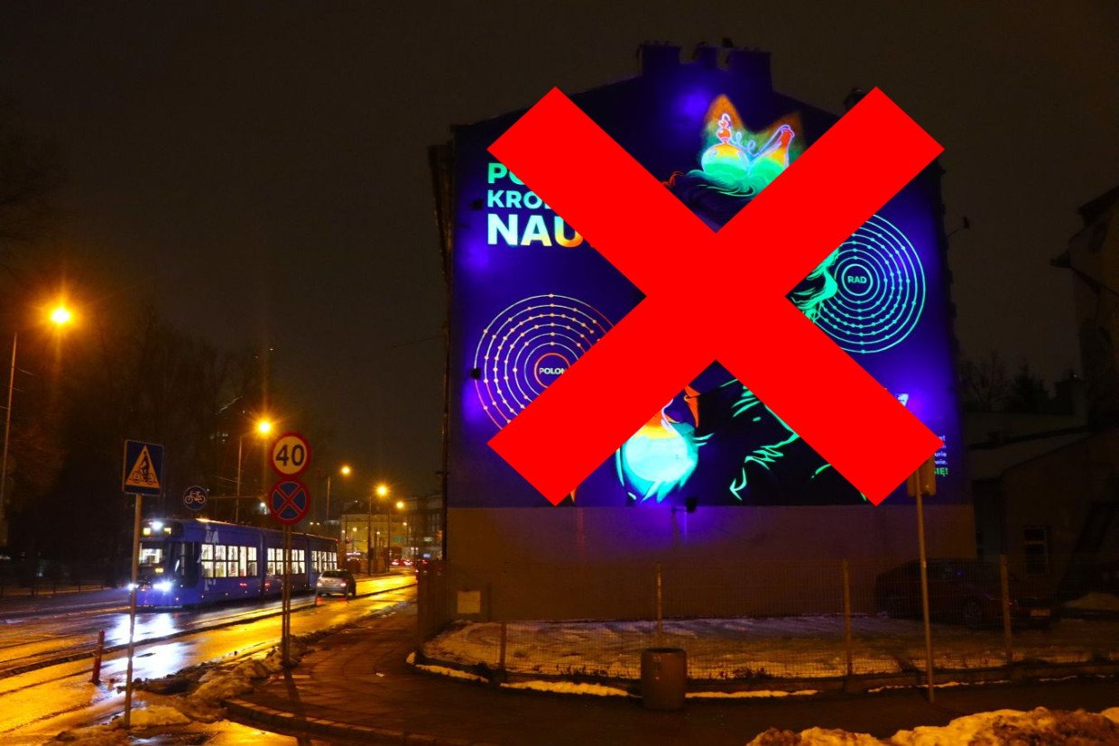 Świecący mural na Grzegórzeckiej został zamalowany [ZDJĘCIA]