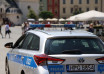 "Radiowóz policji w centrum Krakowa"