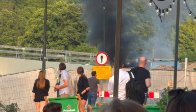 "Pożar na terenie budowy nowej kładki nad Wisłą w Krakowie"
