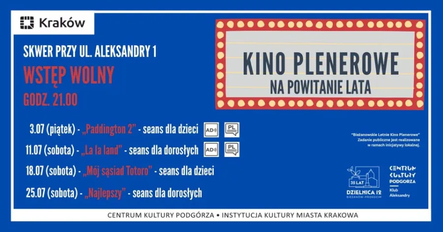 Letnie kino plenerowe w Bieżanowie. Cztery bezpłatne seanse dla dzieci i dorosłych [REPERTUAR]
