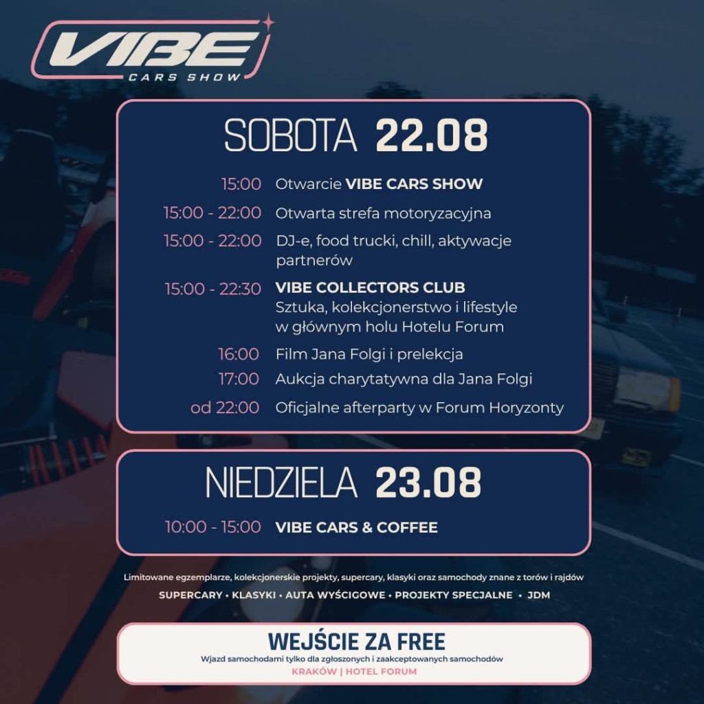"Vibe Cars Show hotel forum Kraków"