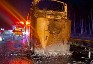 "Pożar autobusu na A4"