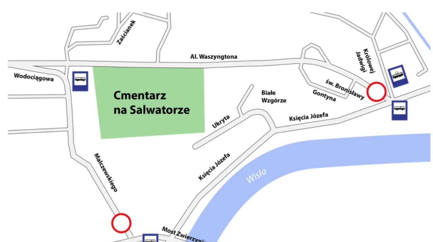 Utrudnienia przy Cmentarzu Salwatorskim w Krakowie. Zmiany od 31 października