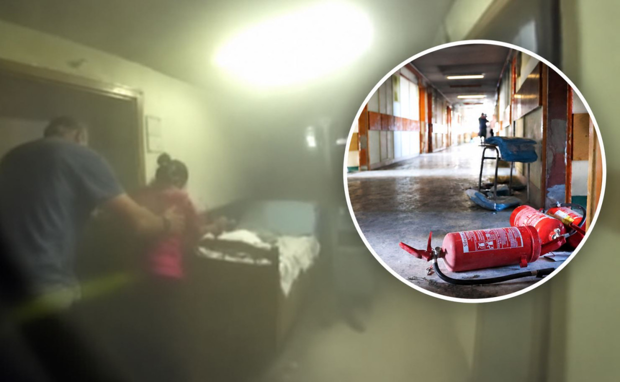 Pożar w szpitalu Rydygiera w Krakowie. Policja pokazała nagranie z akcji ratunkowej